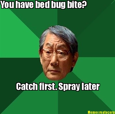 you have bed bug bite catch first spray later re caption this meme ...