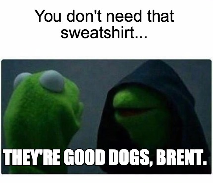 they re dogs brent meme creator you don t need that sweatshirt they re dogs brent meme they re dogs brent meme creator you don t need that sweatshirt they re dogs brent meme