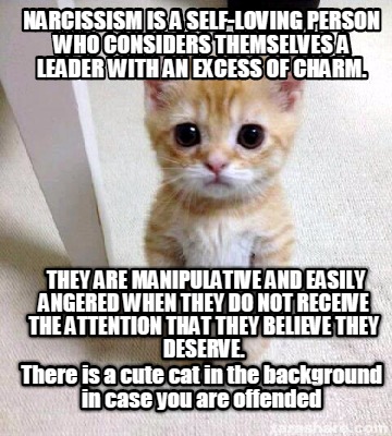 Meme Creator - Funny Narcissism is a self-loving person who considers themselves a leader with an exc Meme Generator at ! Meme Creator - Funny Narcissism is a self-loving person who considers themselves a leader with an exc Meme Generator at !