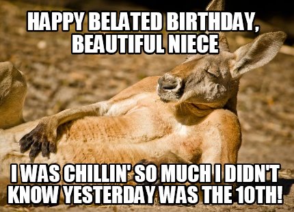 Meme Creator - Funny HAPPY BELATED BIRTHDAY, BEAUTIFUL NIECE I was chillin' so much I didn't know ye Meme Generator at ! Meme Creator - Funny HAPPY BELATED BIRTHDAY, BEAUTIFUL NIECE I was chillin' so much I didn't know ye Meme Generator at !