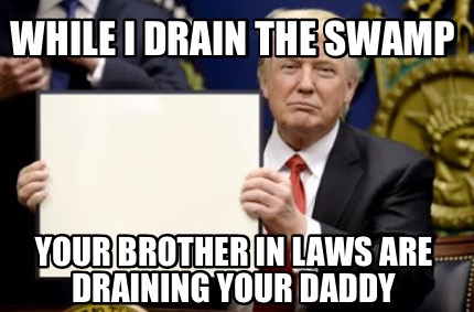 Meme Creator Funny While I Drain The Swamp Your Brother In Laws Are Draining Your Daddy Meme Generator At Memecreator Org