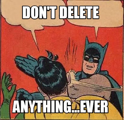 Meme Creator - Funny Don't delete Anything...Ever Meme Generator at  MemeCreator.org!