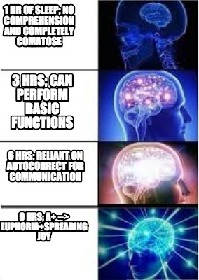 Meme Creator Funny 1 Hr Of Sleep No Comprehension And Completely Comatose 3 Hrs Can Perform Basic Meme Generator At Memecreator Org Meme Creator Funny 1 Hr Of Sleep No Comprehension And Completely Comatose 3 Hrs Can Perform Basic Meme Generator At Memecreator Org