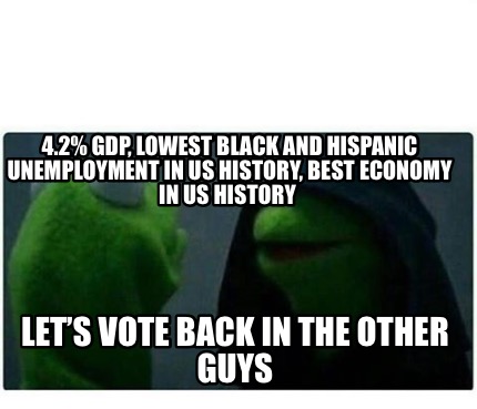 Meme Creator - Funny % GDP, Lowest Black and Hispanic Unemployment in US  History, Best Economy in Meme Generator at !