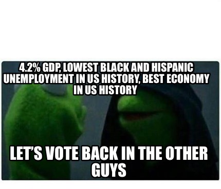 Meme Creator - Funny % GDP, Lowest Black and Hispanic Unemployment in US History, Best Economy in Meme Generator at ! Meme Creator - Funny % GDP, Lowest Black and Hispanic Unemployment in US History, Best Economy in Meme Generator at !