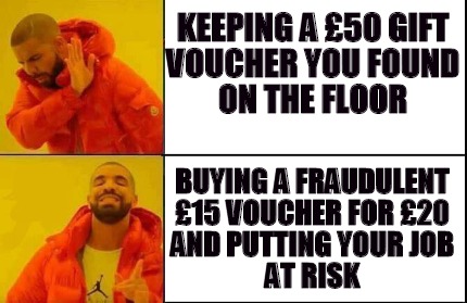 meme creator funny keeping a 50 gift voucher you found on gift voucher creator
