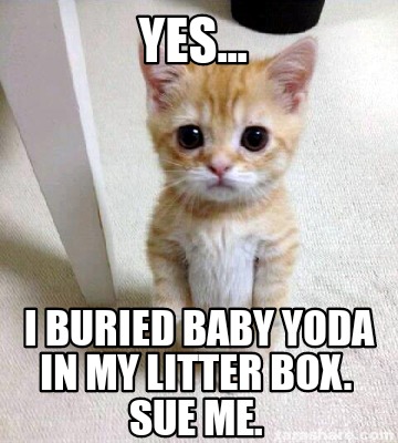 Meme Creator Funny Yes I Buried Baby Yoda In My Litter Box Sue Me Meme Generator At Memecreator Org
