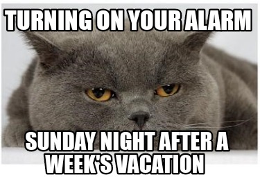 Meme Creator - Funny Turning on your alarm Sunday night after a week's  vacation Meme Generator at !