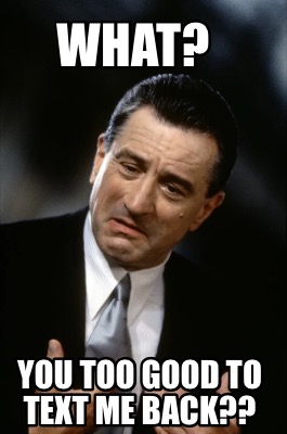 Meme Creator Funny What You Too Good To Text Me Back Meme Generator At Memecreator Org