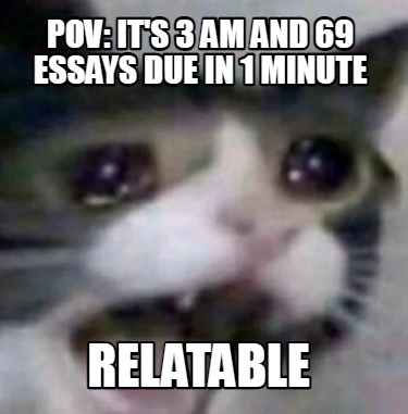 Meme Creator - Funny Pov: it's 3 am and 69 essays due in 1 minute relatable  Meme Generator at !