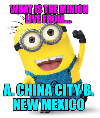 what-is-the-minion-live-from....-a.-china-city-b.-new-mexico