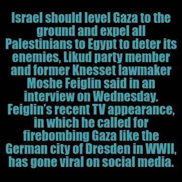 israel-should-level-gaza-to-the-ground-and-expel-all-palestinians-to-egypt-to-de